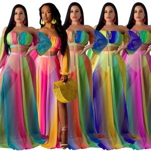 Multi Color Women Skirt Set